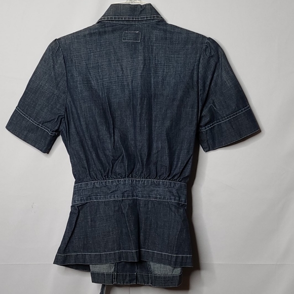 Lucky Brand button down denim jean shirt with belt - Picture 5 of 6